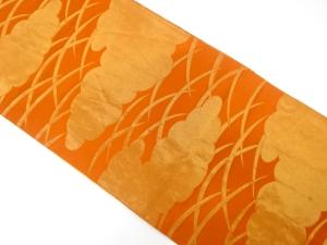 雲に芝草模様織り出し　リバーシブル全通袋帯